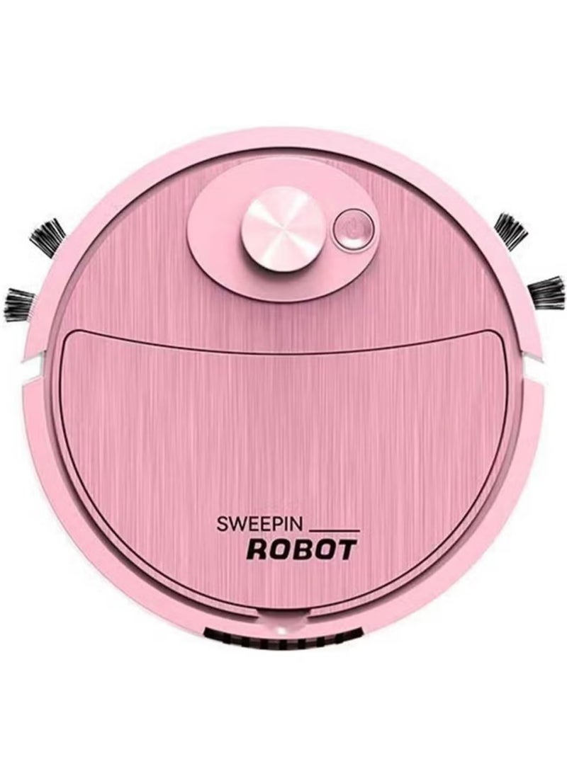 Denx robot vacuum cleaner 2 in 1 sweeping robot it sweeps and vacuums in pink color  - Image 1
