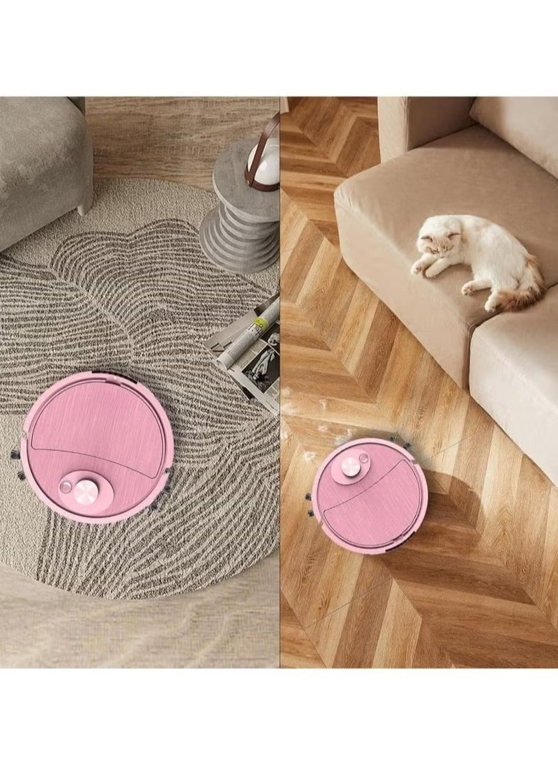 Denx robot vacuum cleaner 2 in 1 sweeping robot it sweeps and vacuums in pink color  - Image 3