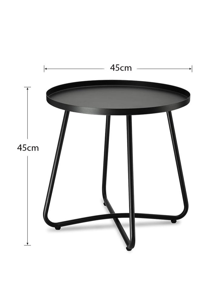 dida-cosmos - dida-cosmos Outdoor Side Tables, Weather Resistant Steel Patio Side Table, Small Round Outdoor End Table Metal Side Table for Patio Yard Balcony Garden Bedside (Black) - Image 1