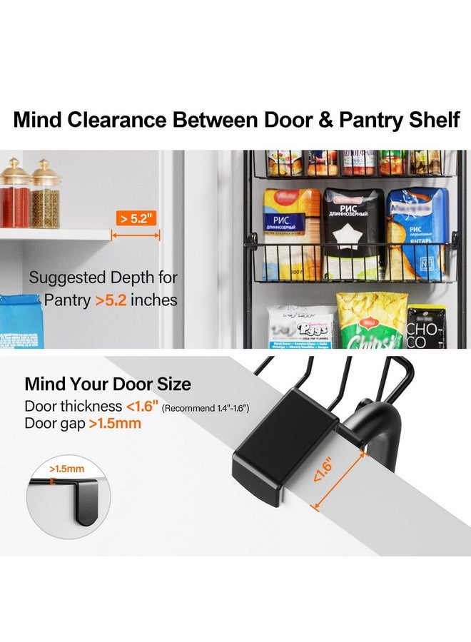 Delamu Over the Door Organizer - 8-Tier Metal Pantry Organizer, Black, D5 x W18 x H65.4 inches, Easy Install - Image 2