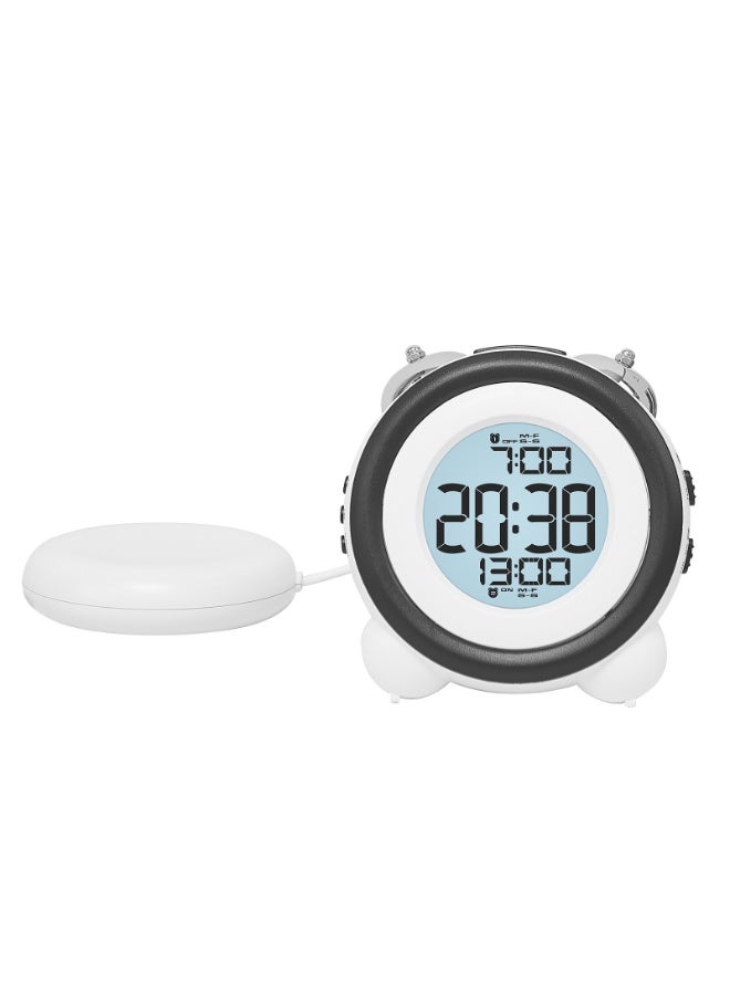 Dual Alarm Clock with Vibration - Adjustable Brightness, Vibrating Alarm Clock Designed For Deep Sleepers Or Those With Hearing Impairments. Easy To Set Up, Equipped With a USB Charging Port, Snooze Function, And Spare Battery (White) - Image 1