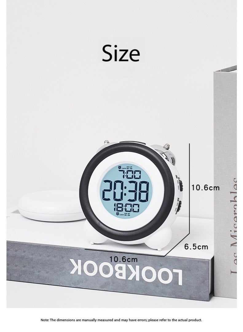 Dual Alarm Clock with Vibration - Adjustable Brightness, Vibrating Alarm Clock Designed For Deep Sleepers Or Those With Hearing Impairments. Easy To Set Up, Equipped With a USB Charging Port, Snooze Function, And Spare Battery (White) - Image 5
