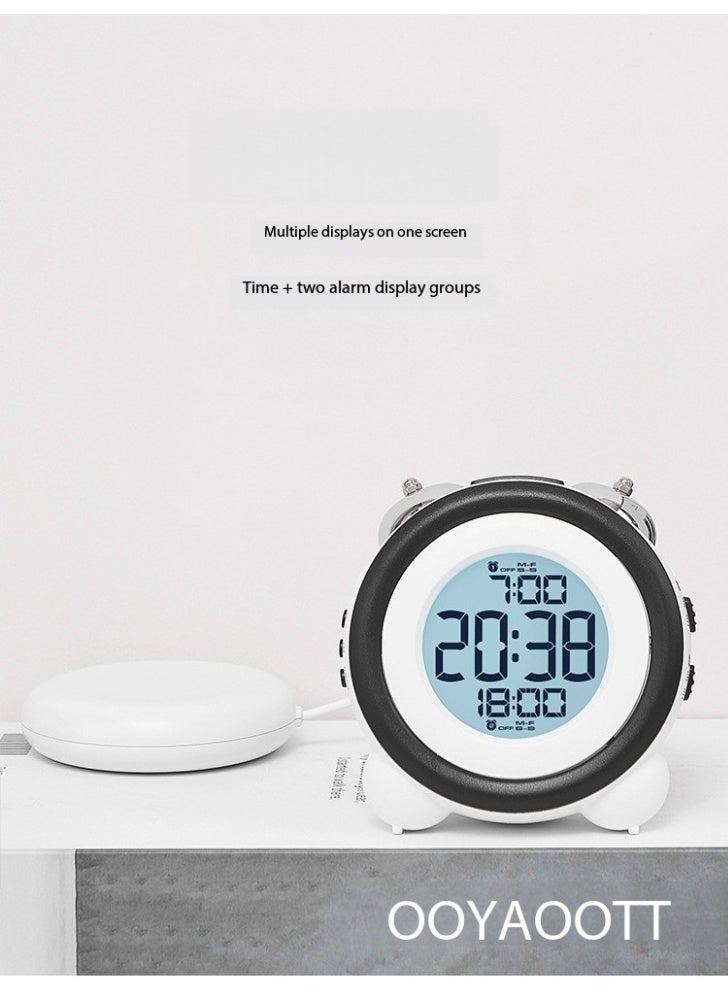 Dual Alarm Clock with Vibration - Adjustable Brightness, Vibrating Alarm Clock Designed For Deep Sleepers Or Those With Hearing Impairments. Easy To Set Up, Equipped With a USB Charging Port, Snooze Function, And Spare Battery (White) - Image 2