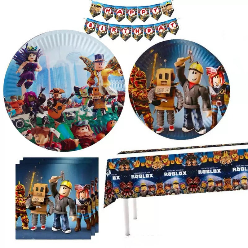 Roblox Virtual World Game Decoration Theme Birthday Party Tableware 62-Piece Set - Image 5
