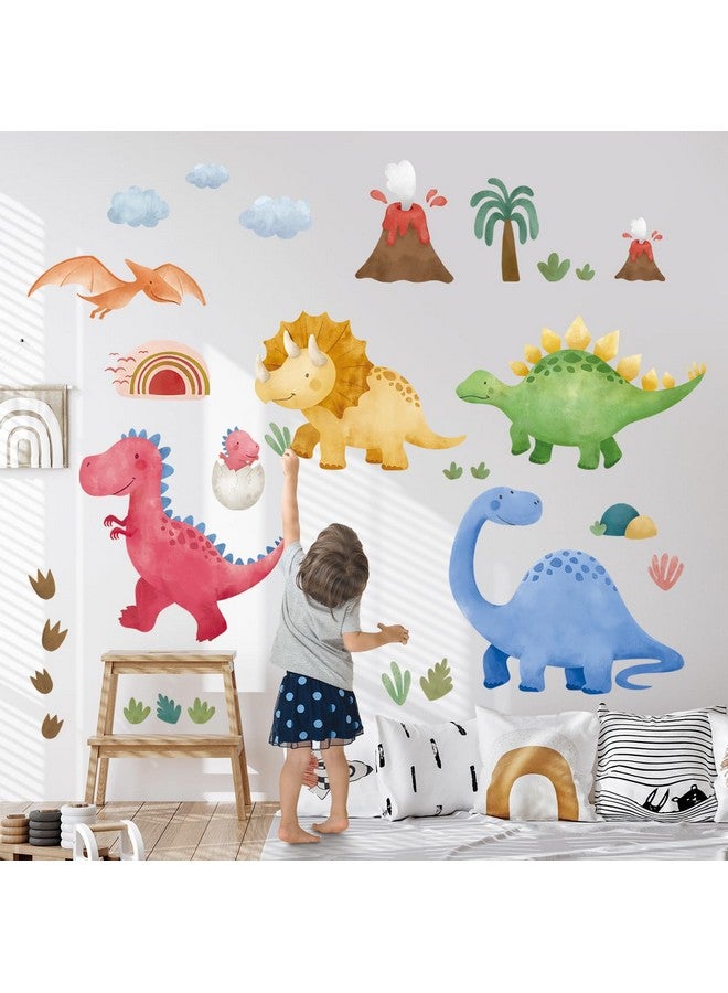 DECOWALL SG2-2409 Large Boho Dinosaur Wall Stickers Decals Dino Tropical Plants Baby Boy Kid Bedroom Playroom Décor Art Nursery School Peel Stick Home Room Living Girl - Image 1