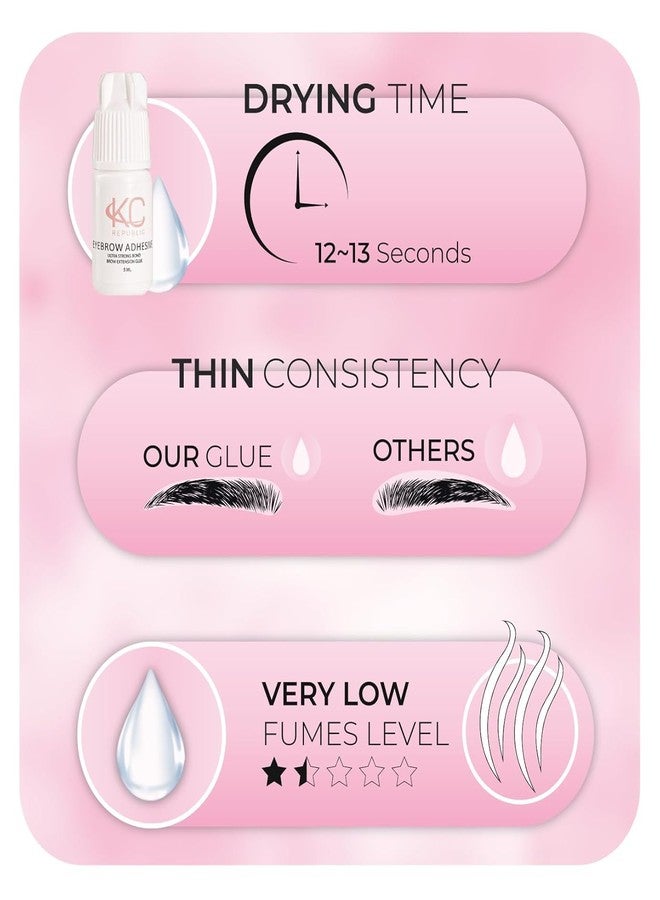 KC Republic Eyebrow Extensions Kit with 4 Trays of Mink Eyebrows in Light Brown, Brown, 2 Black, Comes on Mixed Length Trays 5-8 Mm Mix, Eyebrow Extension Glue & Extension Tweezers - Image 4