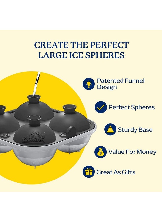 Samuelworld Samuelworld Large Silicone Premium Ice Trays, 2-Pack Combo, 2 Inches Big Cubes & 2.5 Inches Sphere Ice Molds - BPA Free, Craft Ice Maker for Gifting, Whiskey, Cocktails, Easy Release - Gray  - Image 3