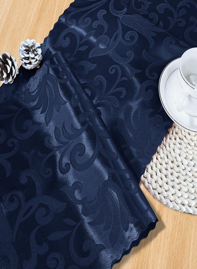 MILVOWOC 4 Pack Navy Blue Damask Table Runner, 12 x 72 Inch Satin Jacquard Rectangle Bright Silky Decorative Table Runner for Party Banquet Birthday Dinner Wedding Table Decor - Image 4