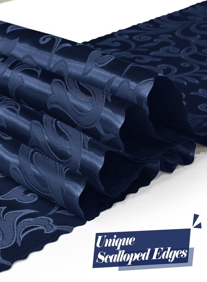 MILVOWOC 4 Pack Navy Blue Damask Table Runner, 12 x 72 Inch Satin Jacquard Rectangle Bright Silky Decorative Table Runner for Party Banquet Birthday Dinner Wedding Table Decor - Image 3