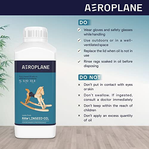 Aeroplane Brand - Raw Linseed Oil - Used for Wood Finishing & Restoration, Sports Equipment, Wall Base Coat & Putty, Tools & Hardware - Natural Wood Varnish 1L - Image 5