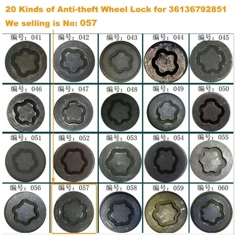 Cheriezing 36136792851 Anti-Theft Wheel Stud Bolt Locks 14 x 1.25MM with 1 Key Compatible with E70 E71 F10 F30 F22 F32 G11 F01 F25 F26 F12 - Number 057 Flower Sharpe - Image 3