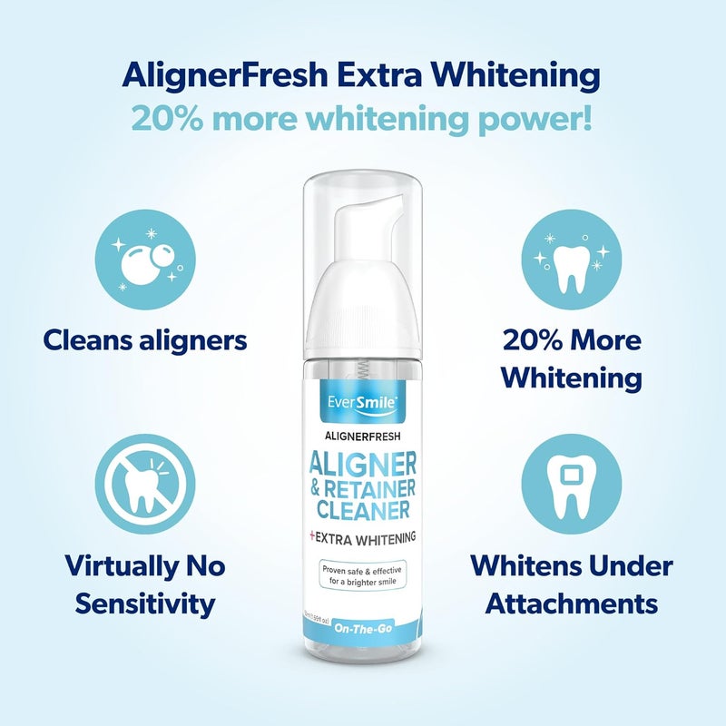 EverSmile Light durable upgraded substance AlignerFresh Extra Whitening Aligner & Retainer Cleaning Foam. Whitens Teeth, Kills Bacteria, Freshens Breath. Compatible with Invisalign, ClearCorrect, Essix, Hawley Trays/Aligners. Low dust buildup - Image 2