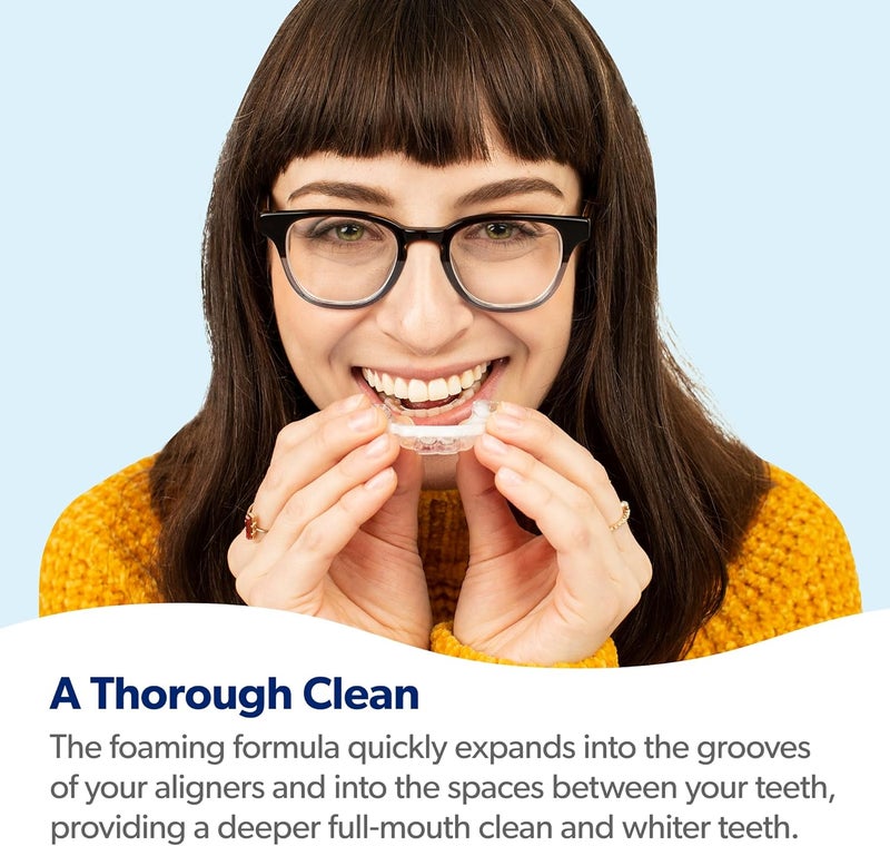 EverSmile Light durable upgraded substance AlignerFresh Extra Whitening Aligner & Retainer Cleaning Foam. Whitens Teeth, Kills Bacteria, Freshens Breath. Compatible with Invisalign, ClearCorrect, Essix, Hawley Trays/Aligners. Low dust buildup - Image 4