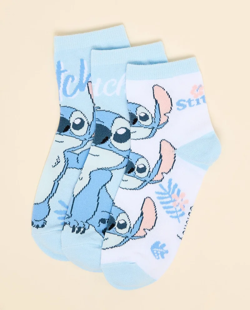 R&B 3 Pack Stitch Print Ankle Socks