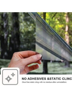 ELLEGLAM One Way Privacy Film, Window Tint for Home, Mirror Vinyl Roll Heat Control Anti UV Static Cling Sliding Door Coverings No Glue Garage Solar Paper (Black Silver,17.5 Inch X 6.56 Feet)  - Image 3
