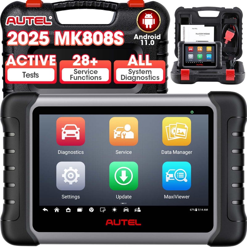 Autel MaxiCOM MK808S Scanner 2025 Bidirectional Scan Tool Same as MK808BT Pro MX808S 28 ResetsActive TestAutoAuth All System Diagnostic Injector Coding Android 11 Update Of MK808 MX808 MK808Z