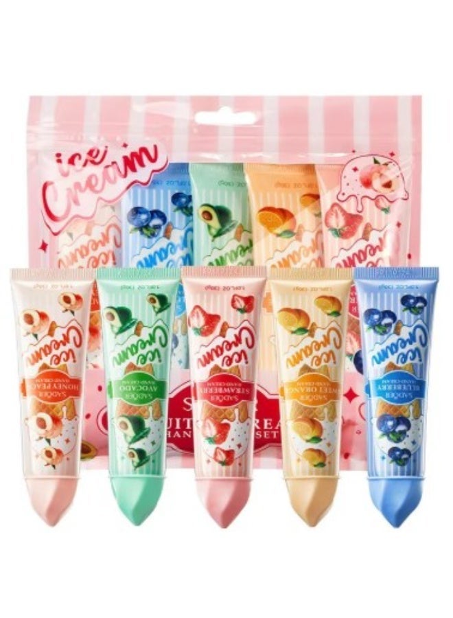 SADOER 5 Pack Fruit Ice Cream Hand Cream Set for Women Mini Moisturizing Cream-30g each - Image 2