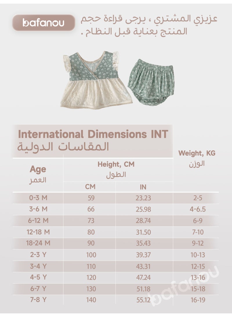 Bafanou Summer Baby Unisex Printed Floral Clothing Sets Newborn Lace Party Top Infant Cotton Clothes - Image 3