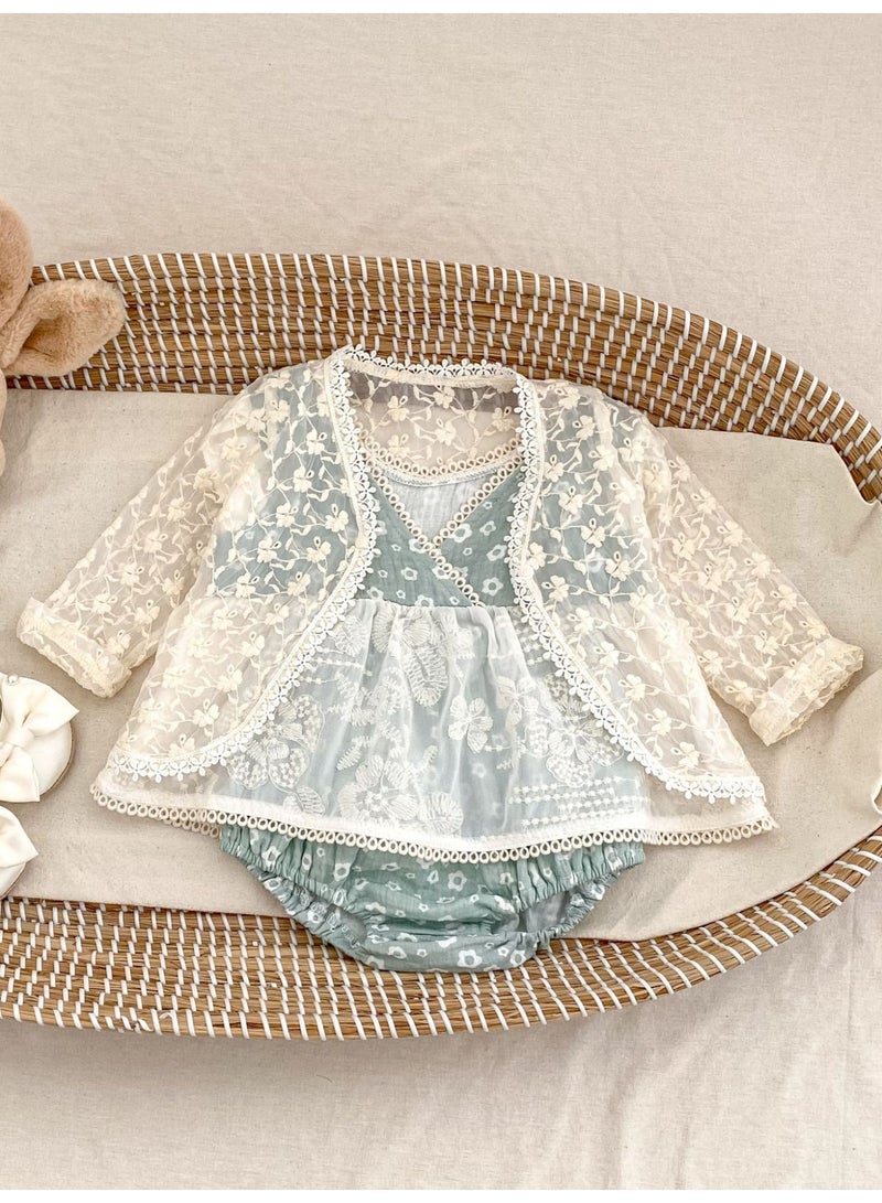 Bafanou Summer Baby Unisex Printed Floral Clothing Sets Newborn Lace Party Top Infant Cotton Clothes - Image 5