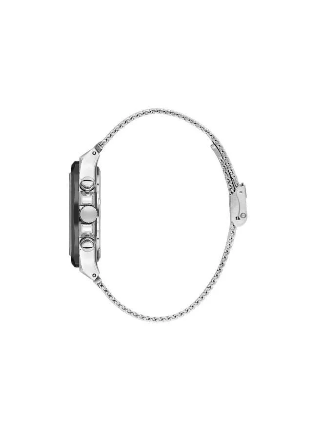 DANIEL KLEIN Men's Mesh Band Silver and Black Alloy Case Analog Black Round Double Layer Dial Japanese Quartz Exclusive 50 Meters Water Resistant