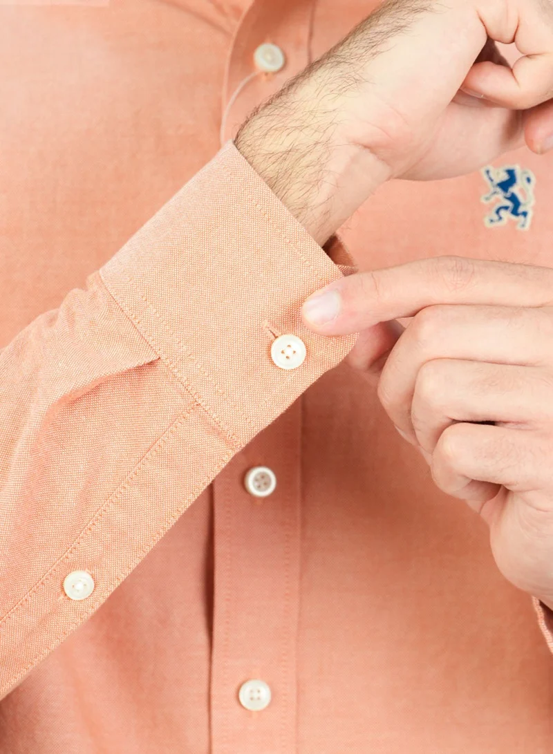 GIORDANO  Men’s Cotton Slim Oxford Shirt with Embroidery for Men | Best Price UAE