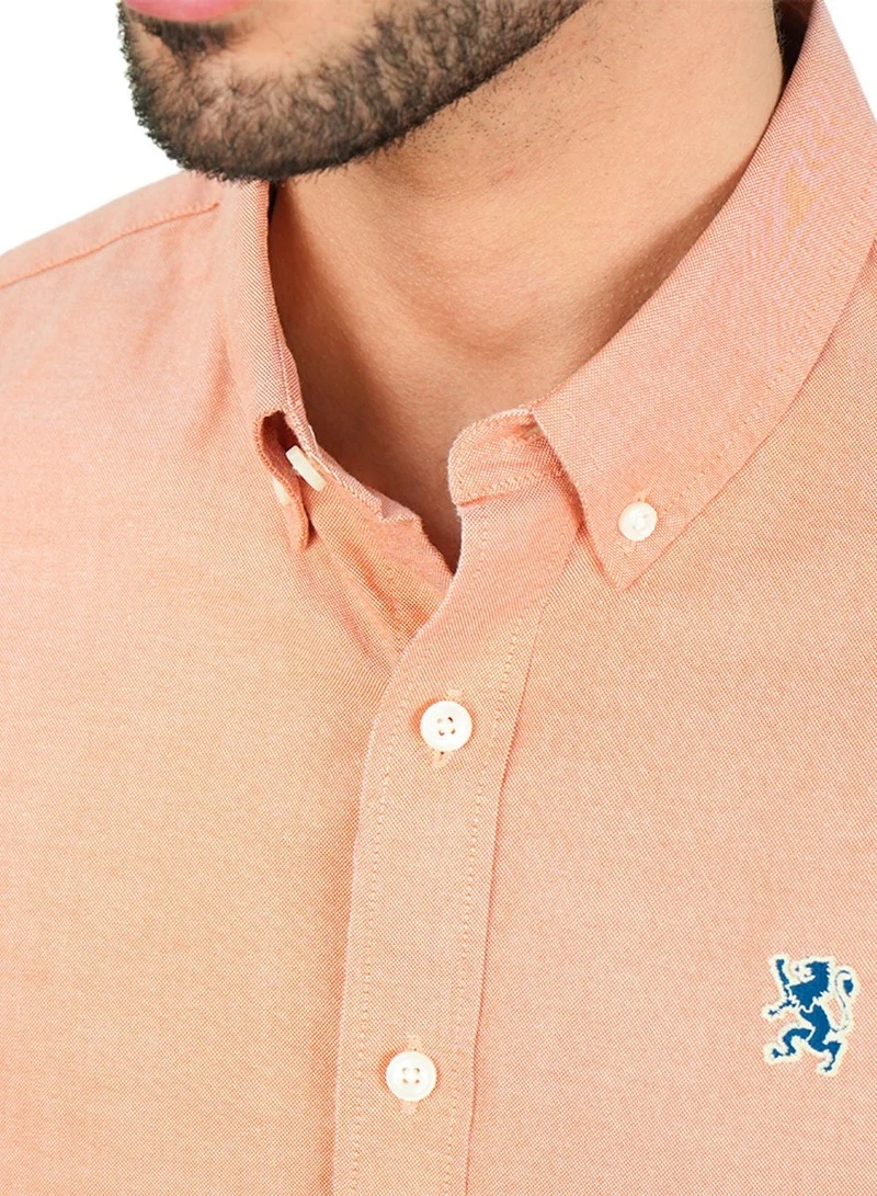 GIORDANO  Men’s Cotton Slim Oxford Shirt with Embroidery for Men | Best Price UAE