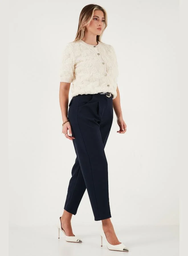 Lela Lela Regular Fit High Waist Straight Leg Belted Trousers Women's TROUSERS 68350938