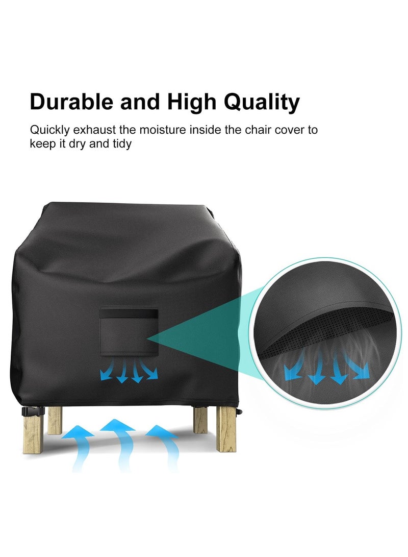 Patio Chair Covers for Outdoor Furniture Waterproof 2 Pack, Lawn Chair Covers 600D Heavy Duty Oxford Cloth, Large Covers for Lounge Lawn Deep Seat Black 38" W x 31" D x 29" H