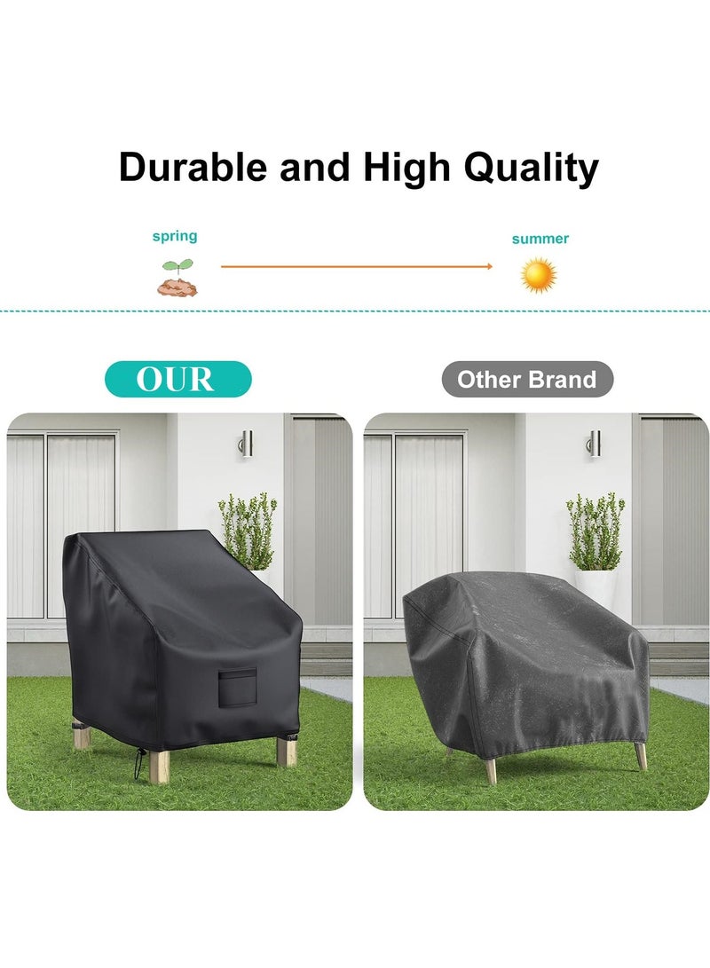 Patio Chair Covers for Outdoor Furniture Waterproof 2 Pack, Lawn Chair Covers 600D Heavy Duty Oxford Cloth, Large Covers for Lounge Lawn Deep Seat Black 38" W x 31" D x 29" H
