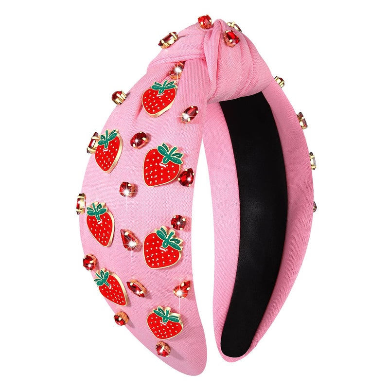 CEALXHENY Strawberry Headband for Women Fruit APink Hair Accessory for Summer Beach Vacation Wedding Party One Size 1 Count