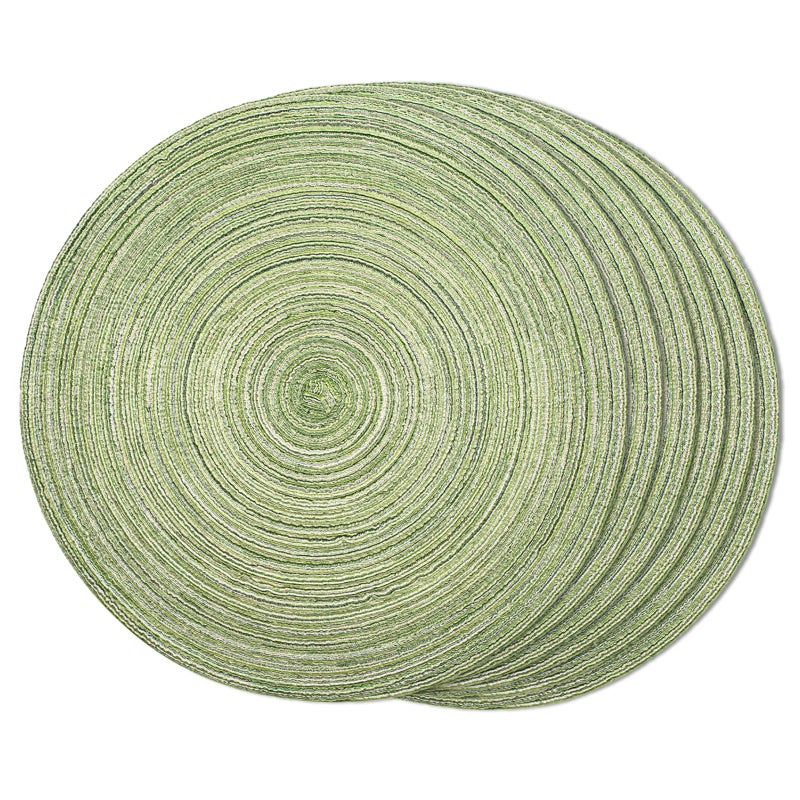 FunWheat FunWheat Round Braided Placemats Set of 6 Place mats for Dining Tables Woven Heat Resistant Table Mats 15 inch Light Green 