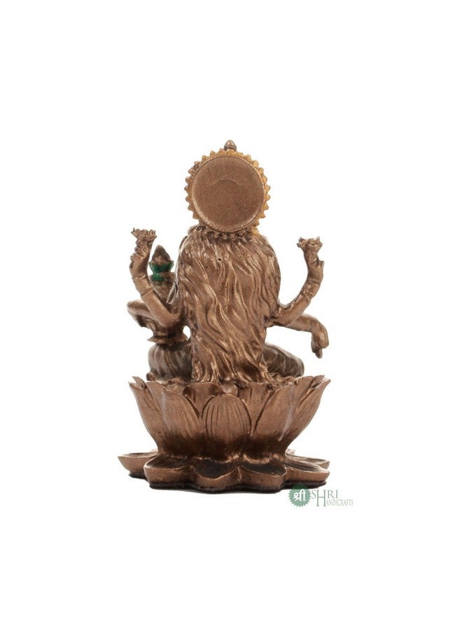 Profound Craft تمثال إله الهندوس لاكشمي المصنوع من الراتنج من بروفاوند كرافت، مقاس 3 بوصات، مصنوع من النحاس، تمثال صغير للإله لاكشمي جي، ديكور وهدايا بوجا، تمثال غرضي، مكتب، تمثال تدفئة المنزل - Image 5