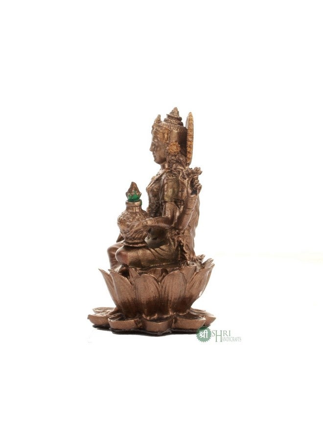 Profound Craft تمثال إله الهندوس لاكشمي المصنوع من الراتنج من بروفاوند كرافت، مقاس 3 بوصات، مصنوع من النحاس، تمثال صغير للإله لاكشمي جي، ديكور وهدايا بوجا، تمثال غرضي، مكتب، تمثال تدفئة المنزل - Image 4