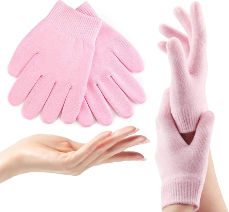 Pair Gel Spa Gloves Moisturizing Gloves for Dry Hand Treatments, Cotton Hand Lotion Gloves Night Moisture Gloves, Silicone Glove to Soften Dry Cracked Skin (Random Color)