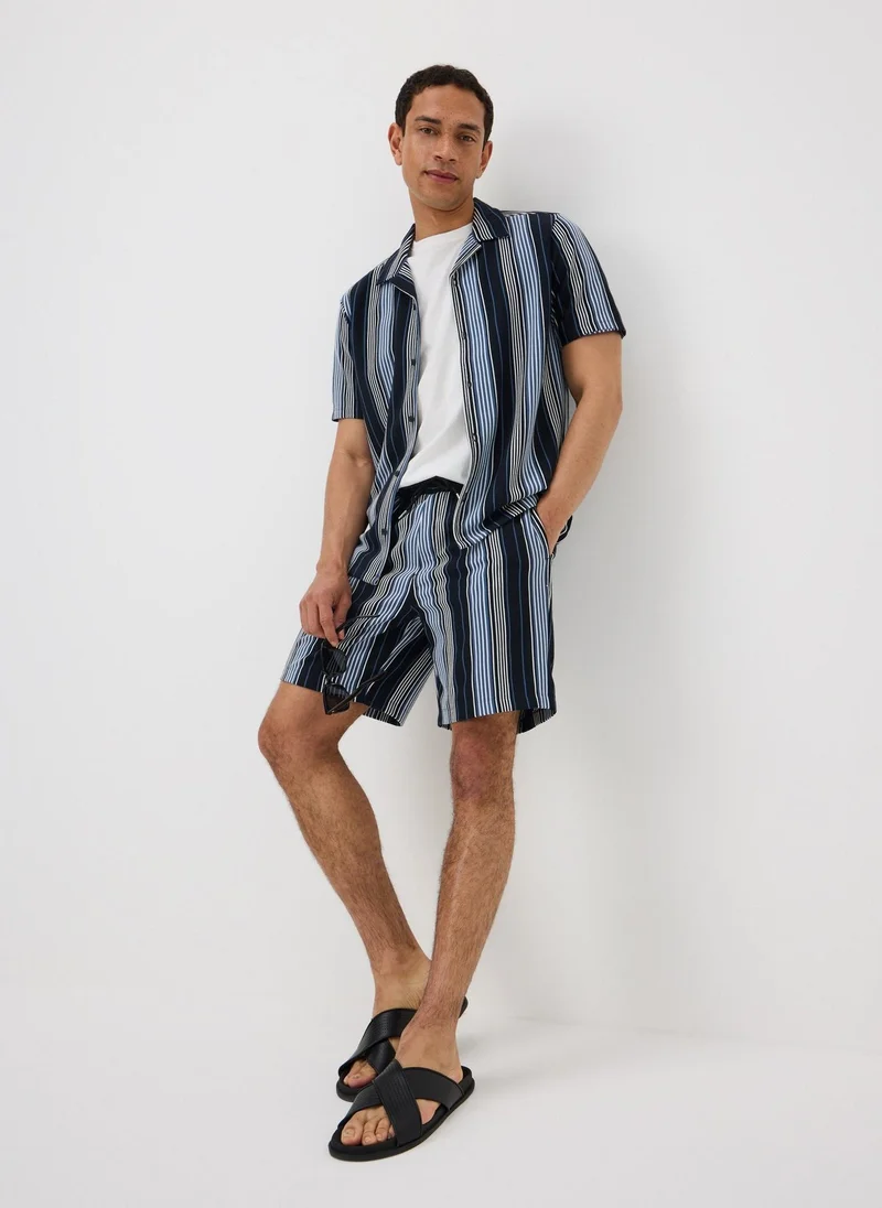Matalan Navy Vertical Stripe Co Ord Shirt