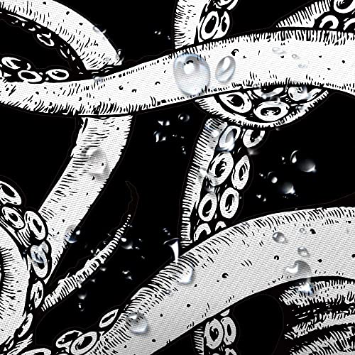 VEIGIKE Octopus Decor Shower Curtain for Bathroom, Funny Black and White Sea Monster Kraken Animal Goth Fabric Shower Curtains Set, Unique Novelty Nautical Gothic Restroom Accessories with Hooks 72X72 - Image 5