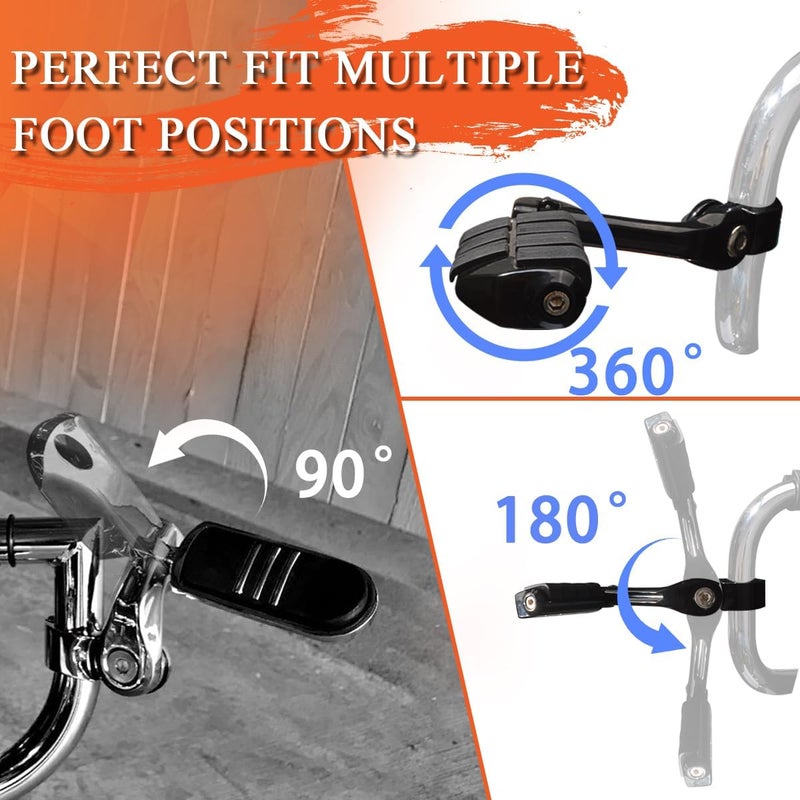 FOVPLUE 1.25" Adjustable Highway Footpegs for Harley Davidson Motorcycles - Black - Image 3