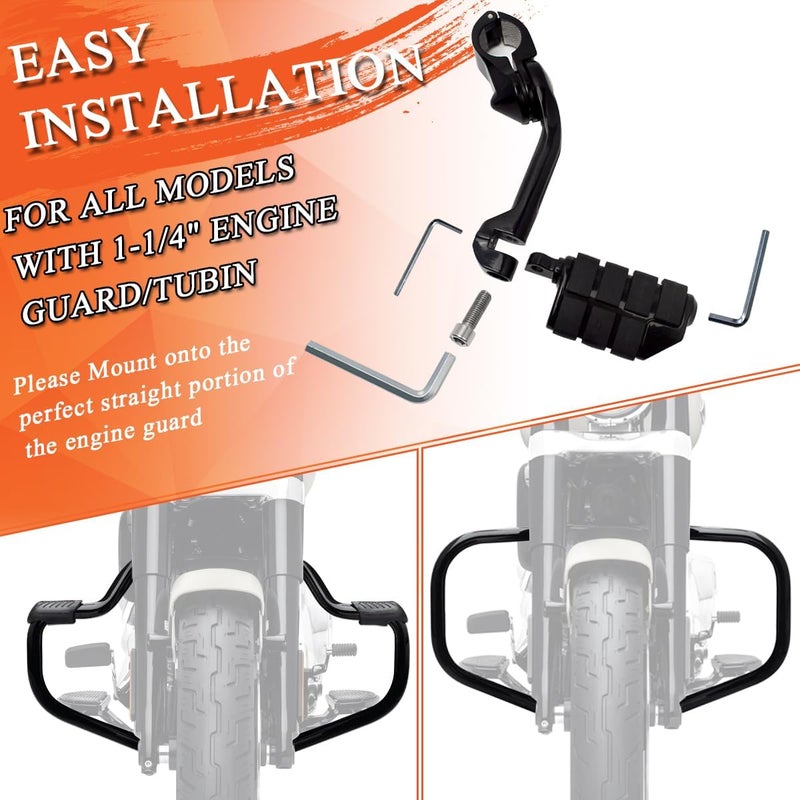 FOVPLUE 1.25" Adjustable Highway Footpegs for Harley Davidson Motorcycles - Black - Image 5