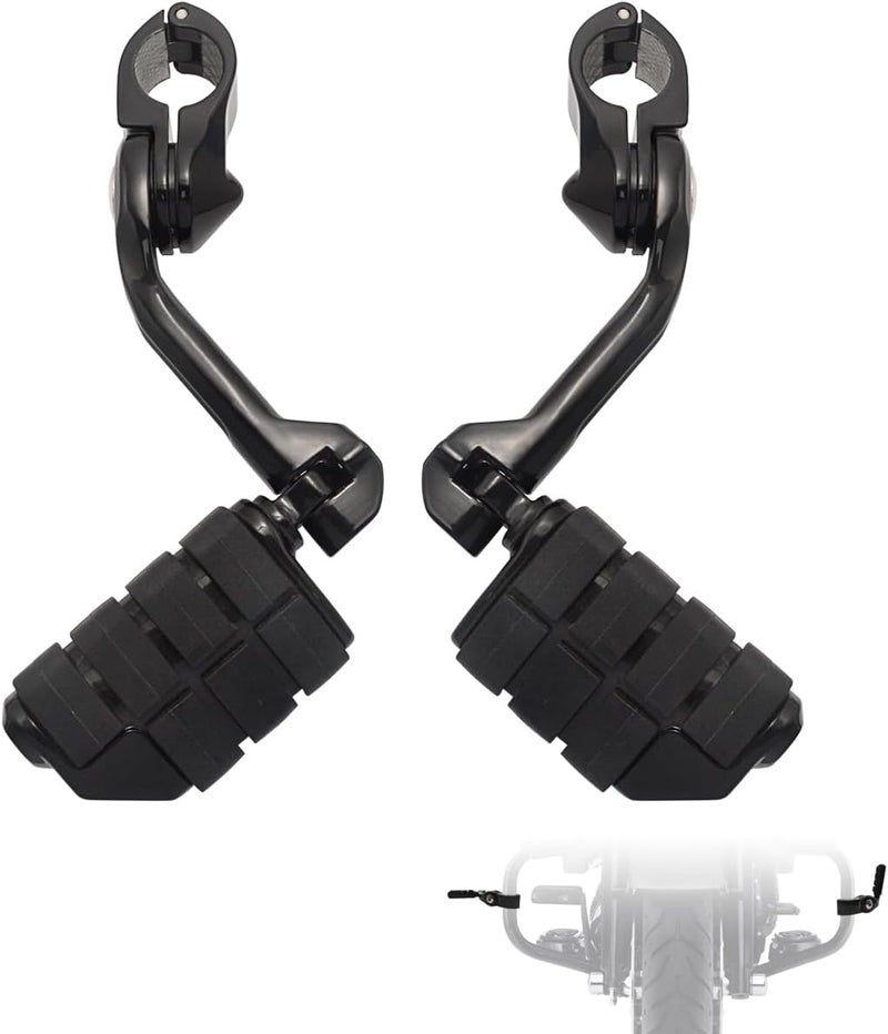 FOVPLUE 1.25" Adjustable Highway Footpegs for Harley Davidson Motorcycles - Black - Image 1