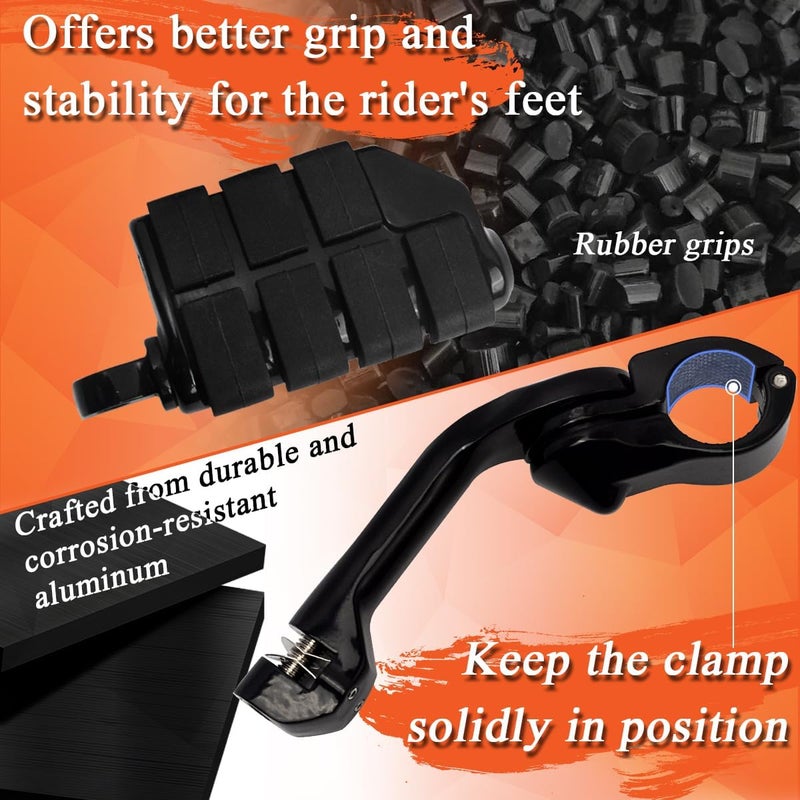 FOVPLUE 1.25" Adjustable Highway Footpegs for Harley Davidson Motorcycles - Black - Image 4