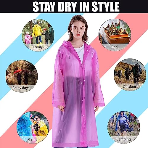 HACER EVA Waterproof Unisex Rain Coat Hooded Full Sleeves Outdoor Men, Women, Boys & Girls Rainwear Poncho Raincoat for Camping, Hiking & Travelling (Pink) - Image 4