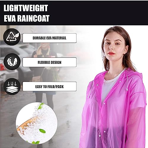 HACER EVA Waterproof Unisex Rain Coat Hooded Full Sleeves Outdoor Men, Women, Boys & Girls Rainwear Poncho Raincoat for Camping, Hiking & Travelling (Pink) - Image 5
