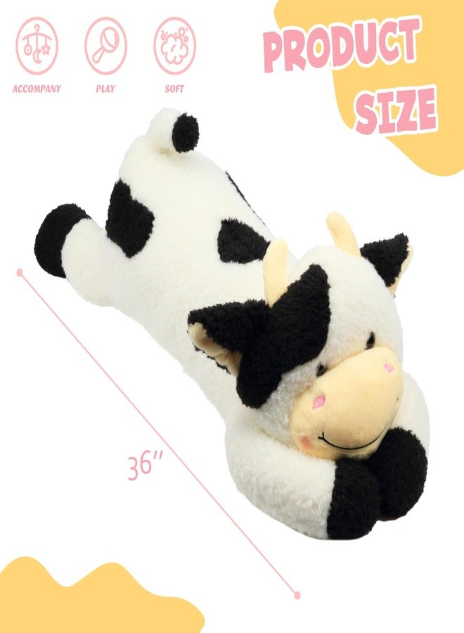 Easfan 36’’ Lying Cow Stuffed Animal Large Hugging Cow Plush Pillow Toy Soft Cute Cattle Doll Home Decoration Christmas Birthday Gifts for Kids Adults Boys Girls - Image 4