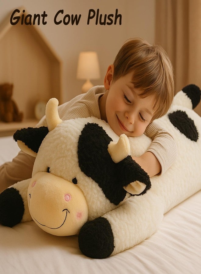 Easfan 36’’ Lying Cow Stuffed Animal Large Hugging Cow Plush Pillow Toy Soft Cute Cattle Doll Home Decoration Christmas Birthday Gifts for Kids Adults Boys Girls - Image 2