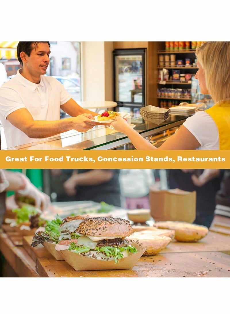 SYOSI 2.5Lb Paper Food Trays, 100Pack Disposable Paper Food Boats Greaseproof Kraft Paper Serving Boats Trays, Eco Friendly Food Snack Baskets for Party (Brown) - Image 4