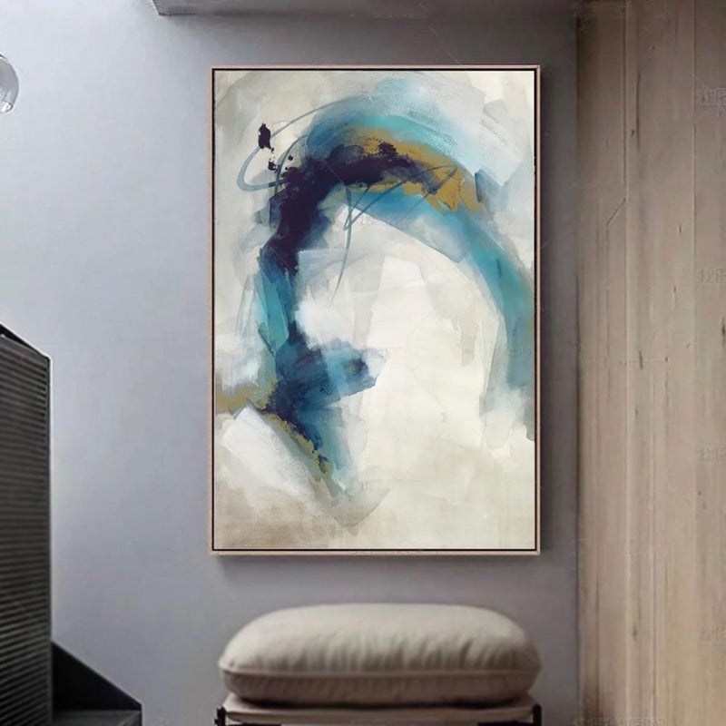 ماركتنا لوحة قماشية بتصميم تجريدي مع برواز مجوف مقاس (60×90) قطعة واحدة - Image 1