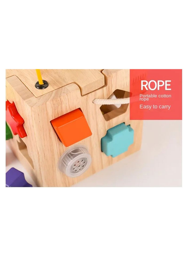 Filly لعبة مكعبات خشبية ملونة على شكل مكعبات بناء حول صندوق ذكاء موسيقي - Image 5