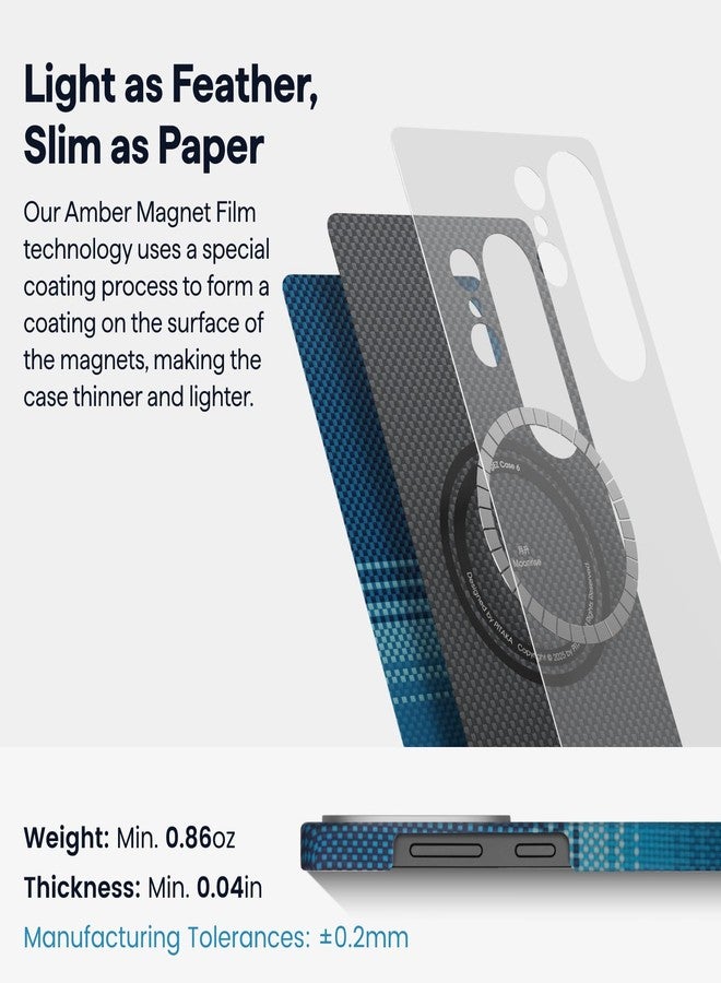 بيتاكا جراب pitaka لهاتف سامسونج جالاكسي S25 ألترا مقاس 6.9 بوصة، متوافق مع MagSafe، جراب نحيف وخفيف الوزن لهاتف سامسونج جالاكسي S25 ألترا، مصنوع من ألياف الأراميد 1500D [نسيج ملموس - شروق القمر] - Image 4