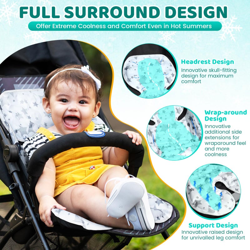 Orzbow Stroller Cooling Pad | Universal Baby Cooler Pad for Stroller, Car Seat, High Chair, Bassinet, Swing, Crib | Double Sided Carseat Cooling Cushion, Keep Baby Cool in Summer Travel Essentials - Image 2