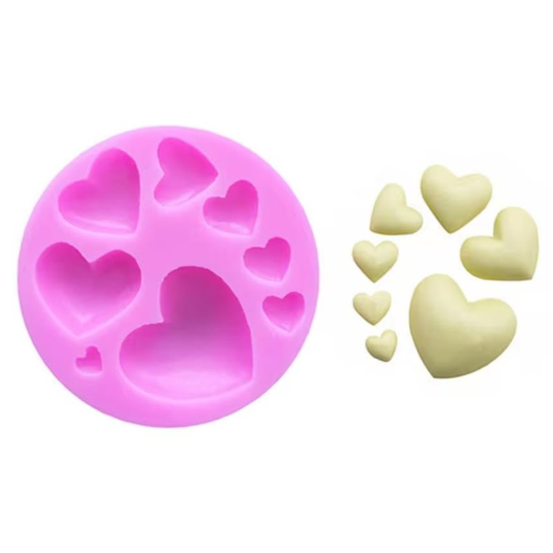 SHOAIB Heart Shape Fondant Mould for Cake Decoration, Multiple Size Heart Shape Chocolate Mold Cake Decorating Silicone Mould - Image 1
